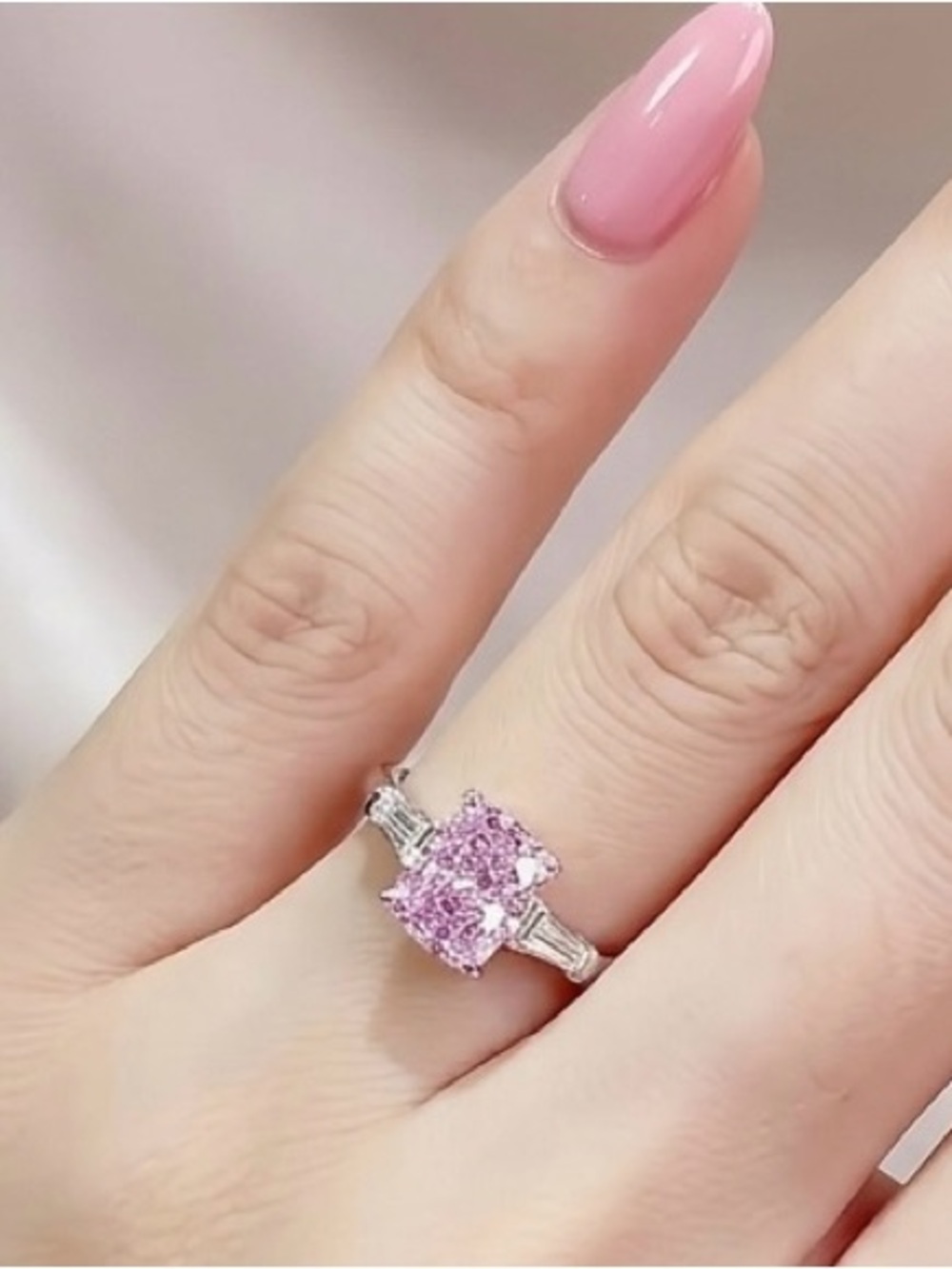 Pink Radiance Cushion-Cut Engagement Ring - Pink Center Stone